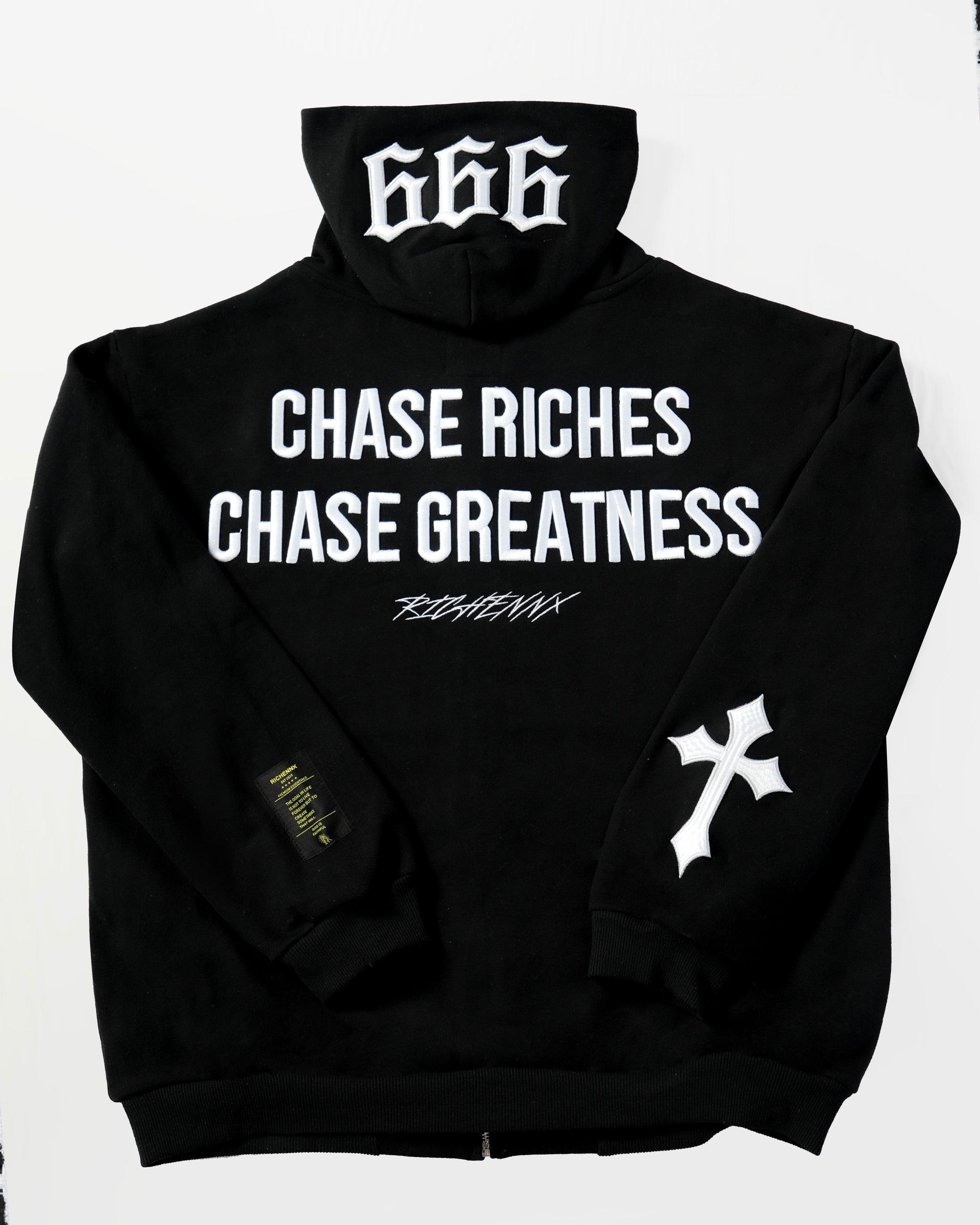 RICHENNX Heavyweight Zip-Up Hoodie – Black